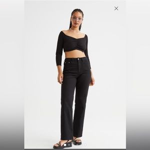 H&M NWT Twill High Waist Wide Leg Pants Size 14